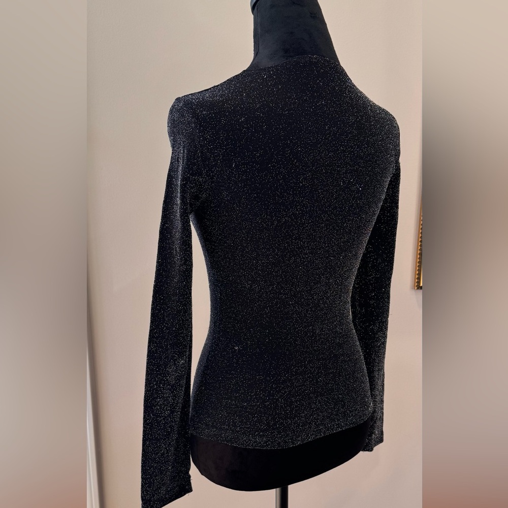 By choice California ladies Elegant Black Glitter pullover top size M 90s stretc - Picture 6 of 16